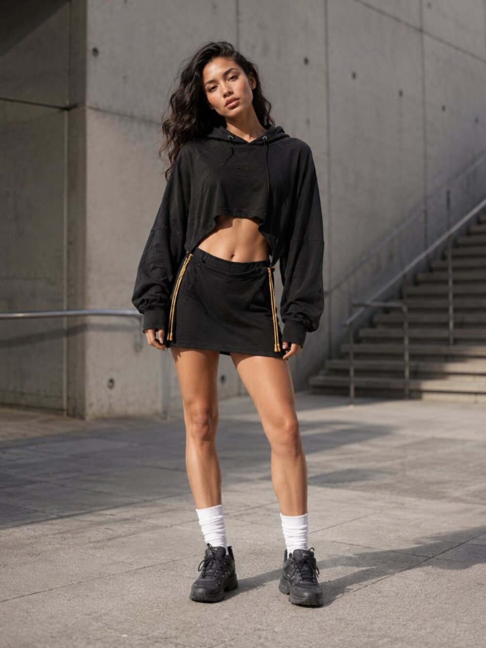 Adidas IVY PARK Women's Black Hooded Cut Out Dress Size Medium